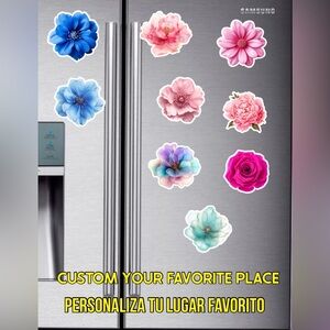 Decorative Flowers, Refrigerator Magnets 9 Beautiful Flowers.